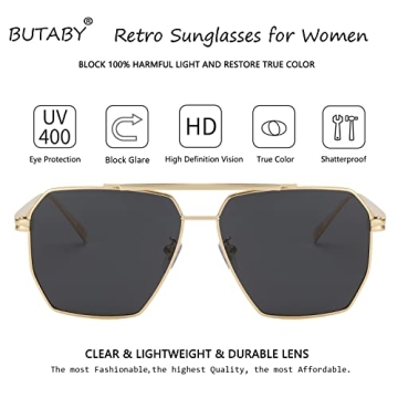 BUTABY Retro Sunglasses with UV400 Protection and Style