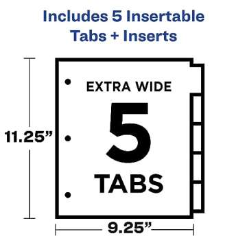 Avery Dividers for 3 Ring Binders, 5 Tab Binder Dividers, Plastic Binder Dividers with Pockets, Insertable Big Tabs, Vibrant Geometric Patterns, Works with Sheet Protectors, 1 Set (07708)