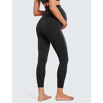 CRZ YOGA Womens Butterluxe Maternity Leggings Over The Belly 25" - Buttery Soft Workout Activewear Yoga Pregnancy Pants Black Medium