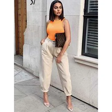 Stylish REORIA High Neck Sleeveless Bodysuit for Women