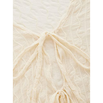Stylish Sheer Tie Front Cardigan for Women - Beige XL