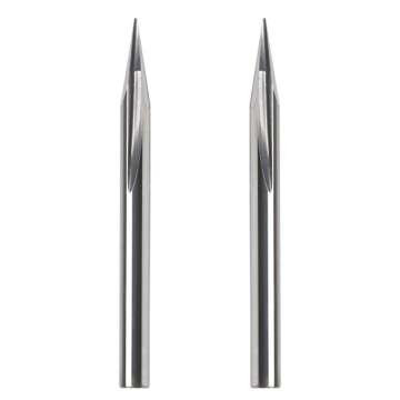 Carbide Engraving Bit, EnPoint 20 Degree Engraving Bit 1/8” 3.175mm Shank 0.5mm Tip 38mm Total Length 2 Flutes Striaght Grooves CNC V Bit Marking Conical V-Bit Steel Aluminum Brass MDF Wood