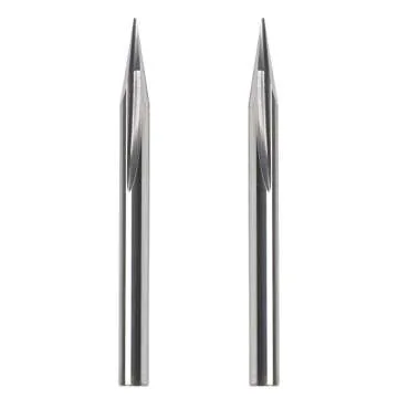 Carbide Engraving Bit, EnPoint 20 Degree Engraving Bit 1/8” 3.175mm Shank 0.5mm Tip 38mm Total Length 2 Flutes Striaght Grooves CNC V Bit Marking Conical V-Bit Steel Aluminum Brass MDF Wood