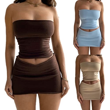 Mxiqqpltky Cute 2-Piece Skirt Set for Modern Women