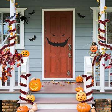 WILLBOND Halloween Tinsel Garland Shiny Garland Metallic Hanging Decorations for Halloween Party Indoor and Outdoor Decorations (Orange and Black Wide Filaments, Purple Thin Filament)