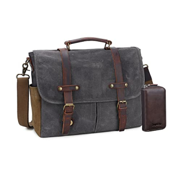 Durable Leather and Canvas Messenger Bag for Men