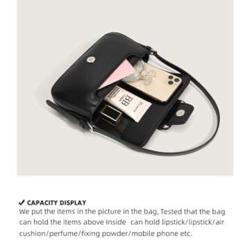 Women’s Small Shoulder Bag Small Purse Tote Clutch Handbag Hobo Handbags (Black)