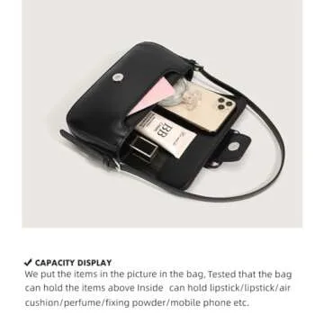 Women’s Small Shoulder Bag Small Purse Tote Clutch Handbag Hobo Handbags (Black)