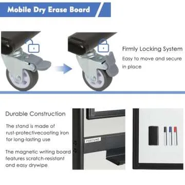 FORTUNO 48" x 36" Magnetic Mobile Whiteboard with Stand