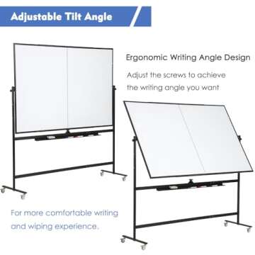 FORTUNO 48" x 36" Magnetic Mobile Whiteboard with Stand