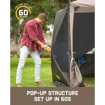FanttikOutdoor Zeta D4 Pro Max Camping Canopy Gazebo Tent, 4 Person Pop-up Screen Tent for Camping 4 Sided Instant Shelter with 1 Wind Panel & Carrying Bag Easy Set up in 60 Seconds