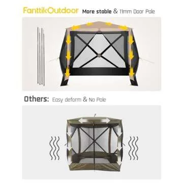 FanttikOutdoor Zeta D4 Pro Max Camping Canopy Gazebo Tent, 4 Person Pop-up Screen Tent for Camping 4 Sided Instant Shelter with 1 Wind Panel & Carrying Bag Easy Set up in 60 Seconds