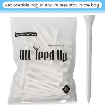 3-¼ inch Pro Wood Golf Tees | 100 Count | Resealable Bag | Natural Sustainable Bamboo Material | Ta...