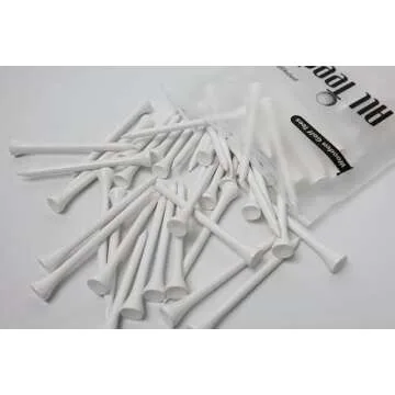 3-¼ inch Pro Wood Golf Tees | 100 Count | Resealable Bag | Natural Sustainable Bamboo Material | Tall White Wooden Tees | Perfect for Every Tee Shot
