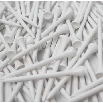 3-¼ inch Pro Wood Golf Tees | 100 Count | Resealable Bag | Natural Sustainable Bamboo Material | Tall White Wooden Tees | Perfect for Every Tee Shot