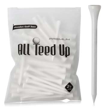 3-¼ inch Pro Wood Golf Tees | 100 Count | Resealable Bag | Natural Sustainable Bamboo Material | Tall White Wooden Tees | Perfect for Every Tee Shot