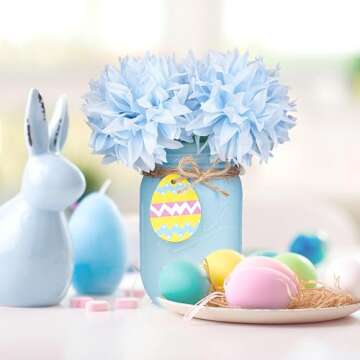 Easter Decorations, Easter Mason Jar Decoration, Easter Farmhouse Decor Dinning Rustic Table Centerpieces Decor for Home, Easter Decorations For The Home, Easter Centerpiece For Table