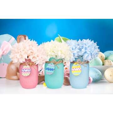 Easter Decorations, Easter Mason Jar Decoration, Easter Farmhouse Decor Dinning Rustic Table Centerpieces Decor for Home, Easter Decorations For The Home, Easter Centerpiece For Table