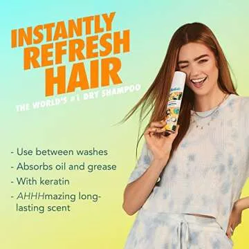 Batiste Dry Shampoo, Tropical Fragrance, Refresh Hair and Absorb Oil Between Washes, Waterless Shamp...