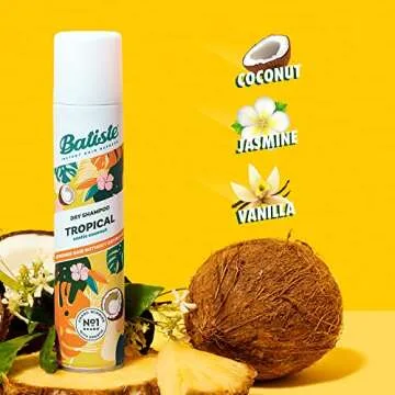 Batiste Dry Shampoo, Tropical Fragrance, Refresh Hair and Absorb Oil Between Washes, Waterless Shampoo for Added Hair Texture and Body, 6.35 OZ Dry Shampoo Bottle
