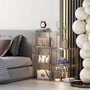 ORGIDOL Clear Handbag Storage Organizer, 3 Packs Acrylic Display Case for Handbag/Purse Organizer fo...