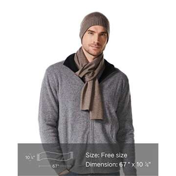 EURKEA 100% Merino Wool Winter Soft and Cozy Scarf for Men, Taupe, Free Size