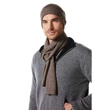 EURKEA 100% Merino Wool Winter Soft and Cozy Scarf for Men, Taupe, Free Size