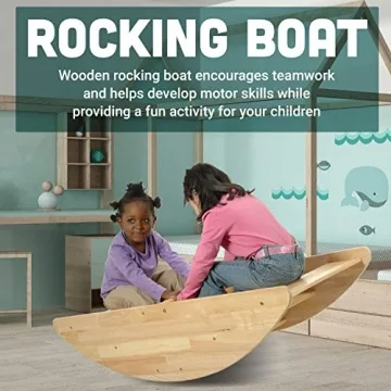 Constructive Playthings Wooden Rocking Boat for Kids