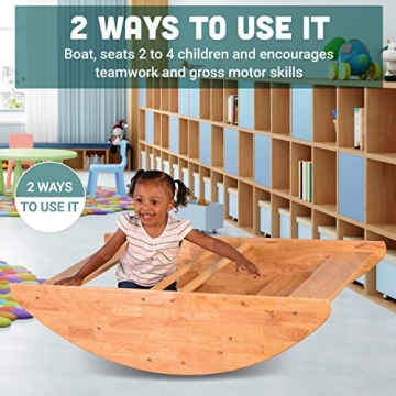 Constructive Playthings Wooden Rocking Boat for Kids