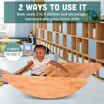 Constructive Playthings Wooden Rocking Boat for Kids