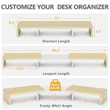 Ergonomic TAVR Dual Monitor Stand, Adjustable Desk Riser