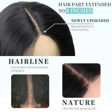 AISI HAIR Black Wig for Women - Long & Natural Look