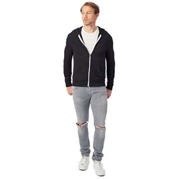 Eco-Friendly Alternative Men Zip Hoodie in True Black