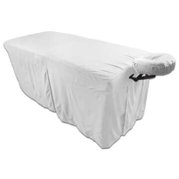 Body Linen Microfiber Massage Table Skirt Massage Table Bed Skirt to Fit Standard Size Massage Tables - Lightweight, Super Soft and Stain-Resisting - White