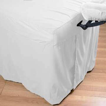 Body Linen Microfiber Massage Table Skirt Massage Table Bed Skirt to Fit Standard Size Massage Tables - Lightweight, Super Soft and Stain-Resisting - White