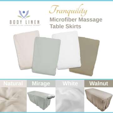 Body Linen Microfiber Massage Table Skirt Massage Table Bed Skirt to Fit Standard Size Massage Tables - Lightweight, Super Soft and Stain-Resisting - White