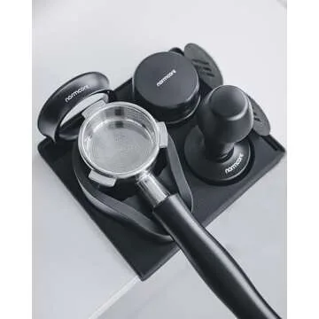 Normcore Espresso 58mm Portafilter Tamping Station, Compact Tamping Station, Barista Corner Tamping Mat With Portafilter Stand, Coffee Tamper Holder Pad, Black