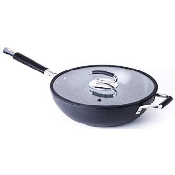DaTerra Cucina 13” Nonstick Wok with Lid | Made in Italy | Non-toxic Ceramic Coating