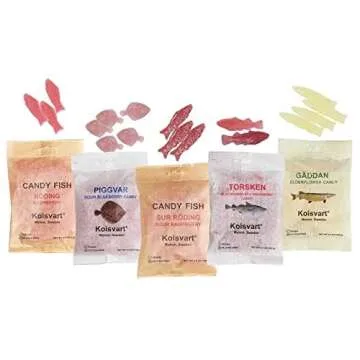 Kolsvart Swedish Candy Variety Pack, 4.2 Ounces - Raspberry, Blackcurrant & Raspberry, Sour Blueberry, Sour Raspberry, Elderflower (Pack of 5)