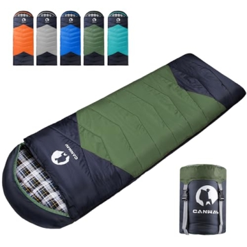 CANWAY Sleeping Bag with Compression Sack, Lightweight and Waterproof for Warm & Cold Weather, Comfo...