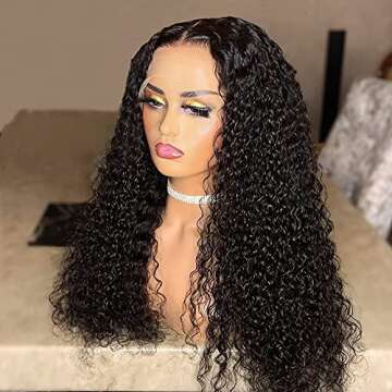 Jazz Star Brazilian Kinky Curly 13x4 Lace Front Wigs Human Hair Pre Plucked 150% Density Lace Frontal Wig with Baby Hair 9A Natural Hair Wigs for Black Women (Natural Black, 22 inch)