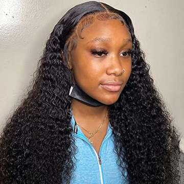 Jazz Star Brazilian Kinky Curly 13x4 Lace Front Wigs Human Hair Pre Plucked 150% Density Lace Frontal Wig with Baby Hair 9A Natural Hair Wigs for Black Women (Natural Black, 22 inch)