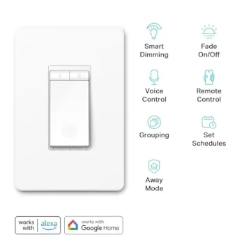 Kasa Smart Dimmer Switch HS220, Single Pole, Needs Neutral Wire, 2.4GHz Wi-Fi Light Switch Works with Alexa and Google Home, UL Certified, No Hub Required, 1 Pack