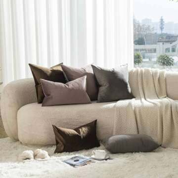 JUSPURBET Brown 22x22 inch Velvet Pillow Covers Set of 2 Decorative Throw Pillow Cases for Couch Bed...