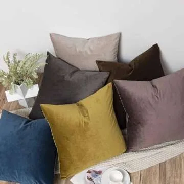 JUSPURBET Brown 22x22 inch Velvet Pillow Covers Set of 2 Decorative Throw Pillow Cases for Couch Bed Sofa Zippered Closure Luxurious Velvet Fabric Rich Colors Machine Washable