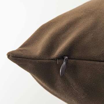 JUSPURBET Brown 22x22 inch Velvet Pillow Covers Set of 2 Decorative Throw Pillow Cases for Couch Bed Sofa Zippered Closure Luxurious Velvet Fabric Rich Colors Machine Washable