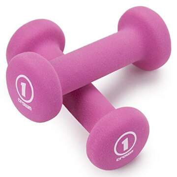 Set of 2 Body Sculpting Hand Weights - Soft Neoprene Coated Dumbbell Set - Supplies for Exercise, Wo...