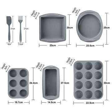 Economical 7in1 Nonstick Silicone Baking Cake Pan Cookie Sheet Molds Tray, Heat Resistant Bakeware T...