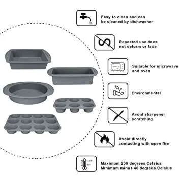 Economical 7in1 Nonstick Silicone Baking Cake Pan Cookie Sheet Molds Tray, Heat Resistant Bakeware Tools for Muffin Loaf Bread Pizza Cupcake