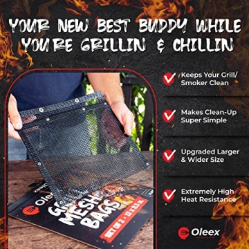 Oleex Large BBQ Grilling Bags - Non-Stick and Easy to Clean